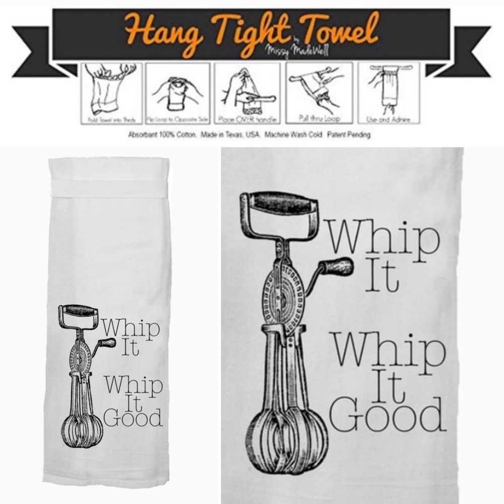 🆕 WHIP IT Flour Sack Dish Towel HANG TIGHT TOWEL